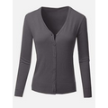 Ladies Cotton Fine Gauge V-Neck Cardigan Sweater